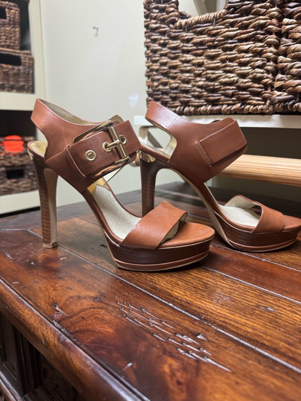 Michael Kors Cognac Brown Platform High Heel Sandals